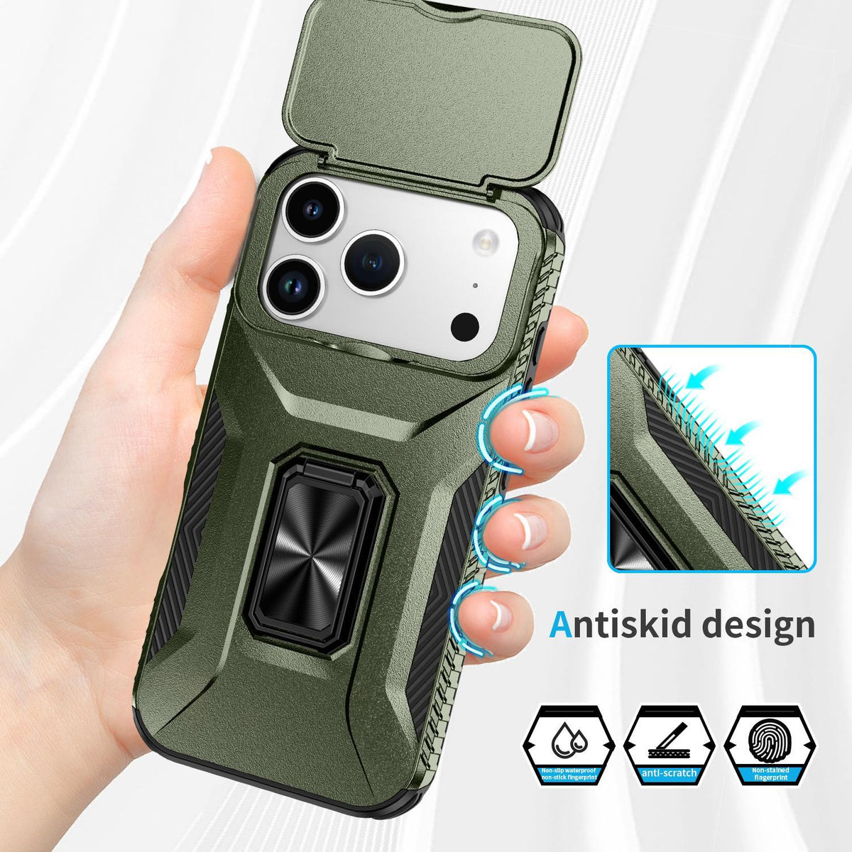 Compatible with iPhone 18 Pro Max Sliding Camshield Holder Phone Case - Alpine Green