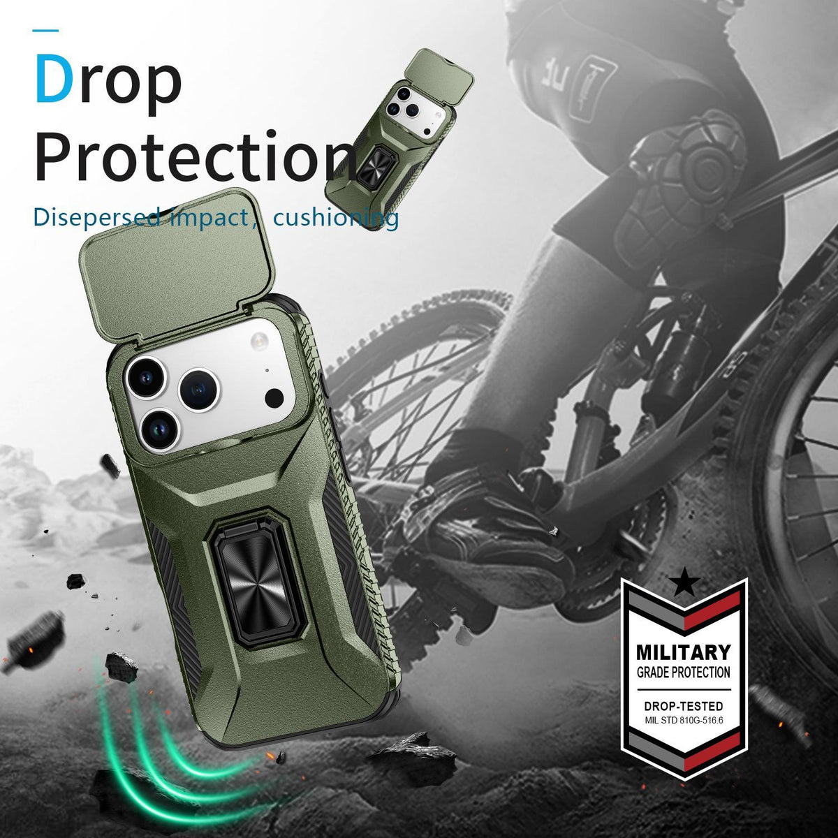 Compatible with iPhone 18 Pro Max Sliding Camshield Holder Phone Case - Alpine Green
