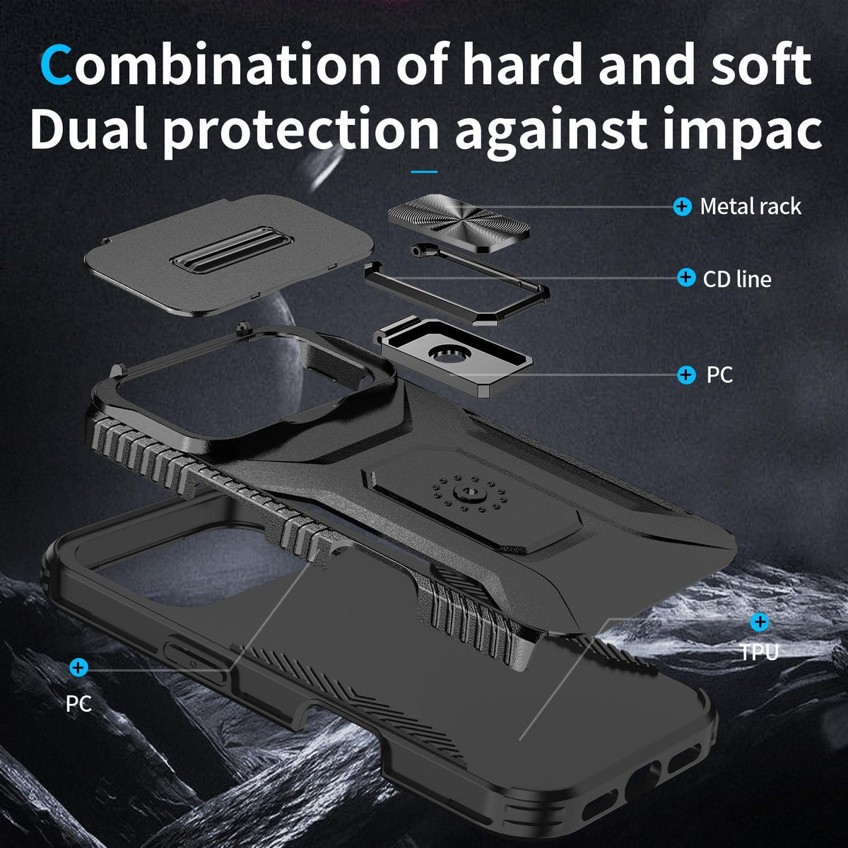 Compatible with iPhone 18 Pro Max Sliding Camshield Holder Phone Case - Black