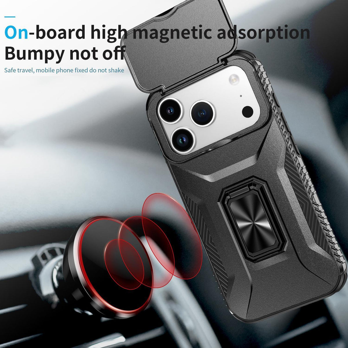 Compatible with iPhone 18 Pro Max Sliding Camshield Holder Phone Case - Black
