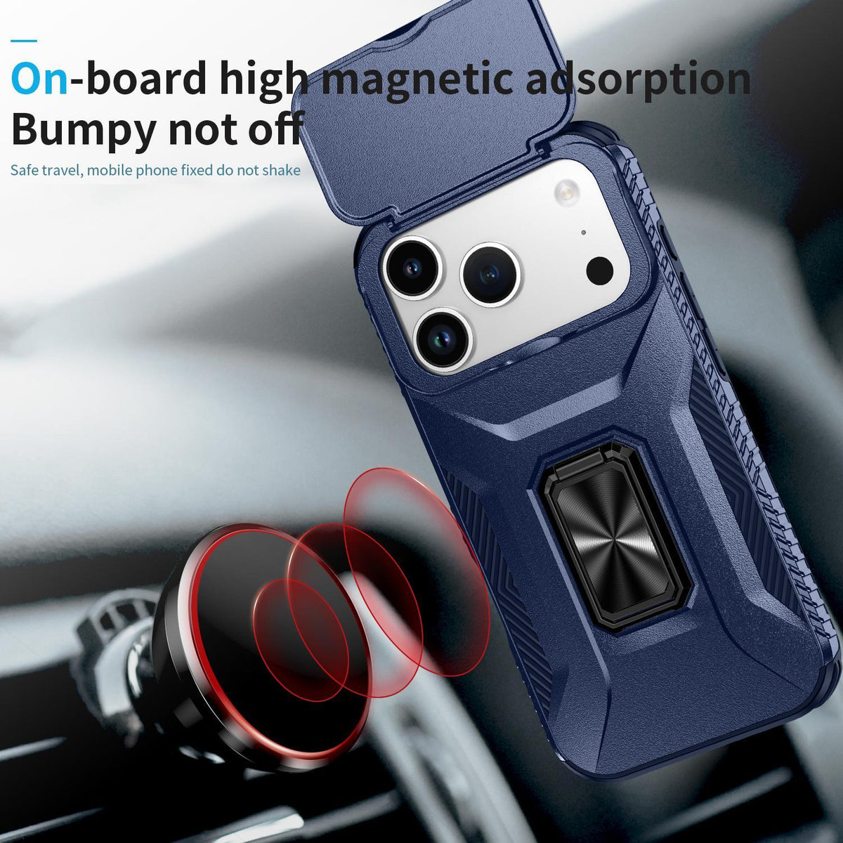 Compatible with iPhone 18 Pro Max Sliding Camshield Holder Phone Case - Blue