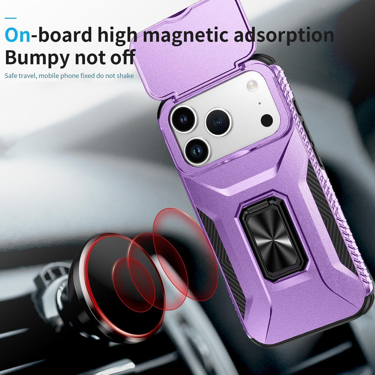 Compatible with iPhone 18 Pro Max Sliding Camshield Holder Phone Case - Purple