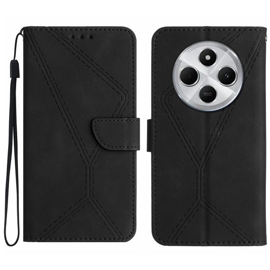 For Redmi 14C 4G Stitching Embossed Leather Phone Case(Black)