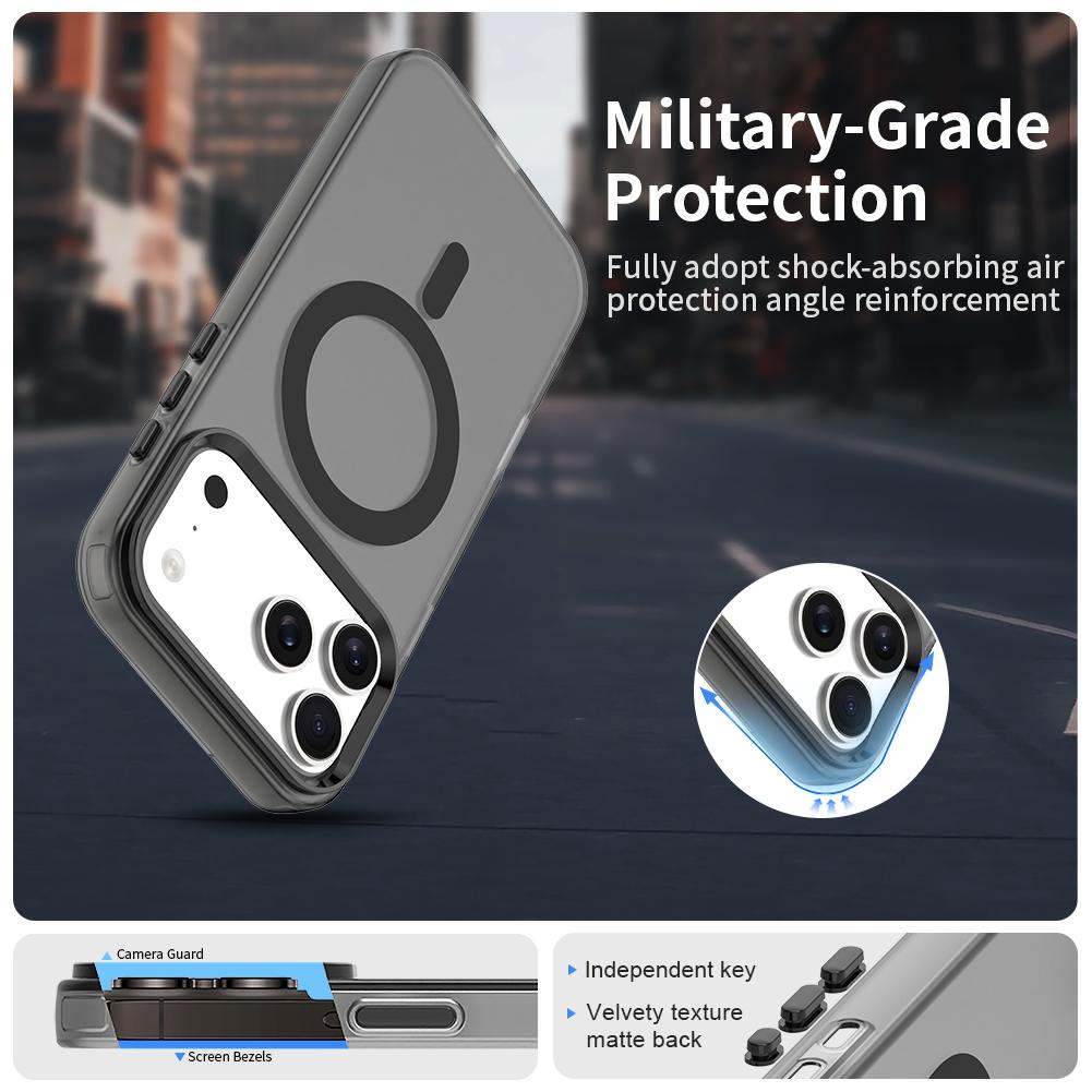 Compatible with iPhone 18 Pro Max Candy Magsafe PC Dual-Layer TPU Phone Case - Black