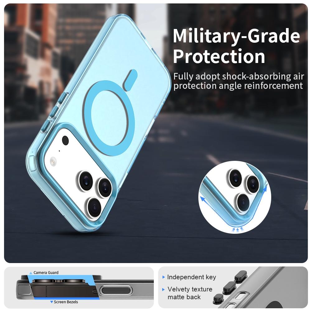 Compatible with iPhone 18 Pro Max Candy Magsafe PC Dual-Layer TPU Phone Case - Blue