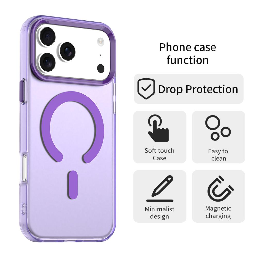 Compatible with iPhone 18 Pro Max C-type Candy Magsafe PC Dual-Layer TPU Phone Case - Purple