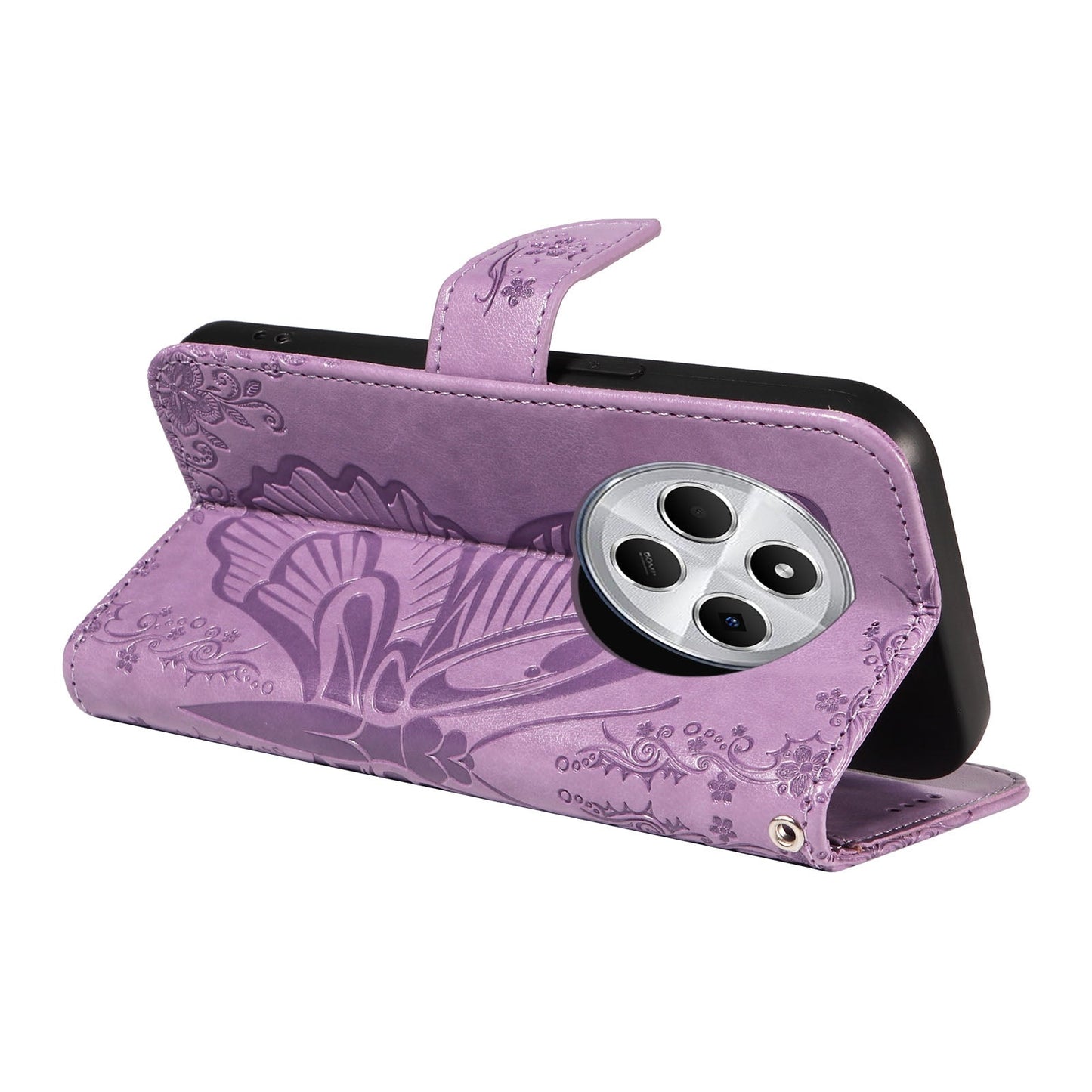 For Redmi 14C 4G Swallowtail Butterfly Embossed Leather Phone Case(Purple)