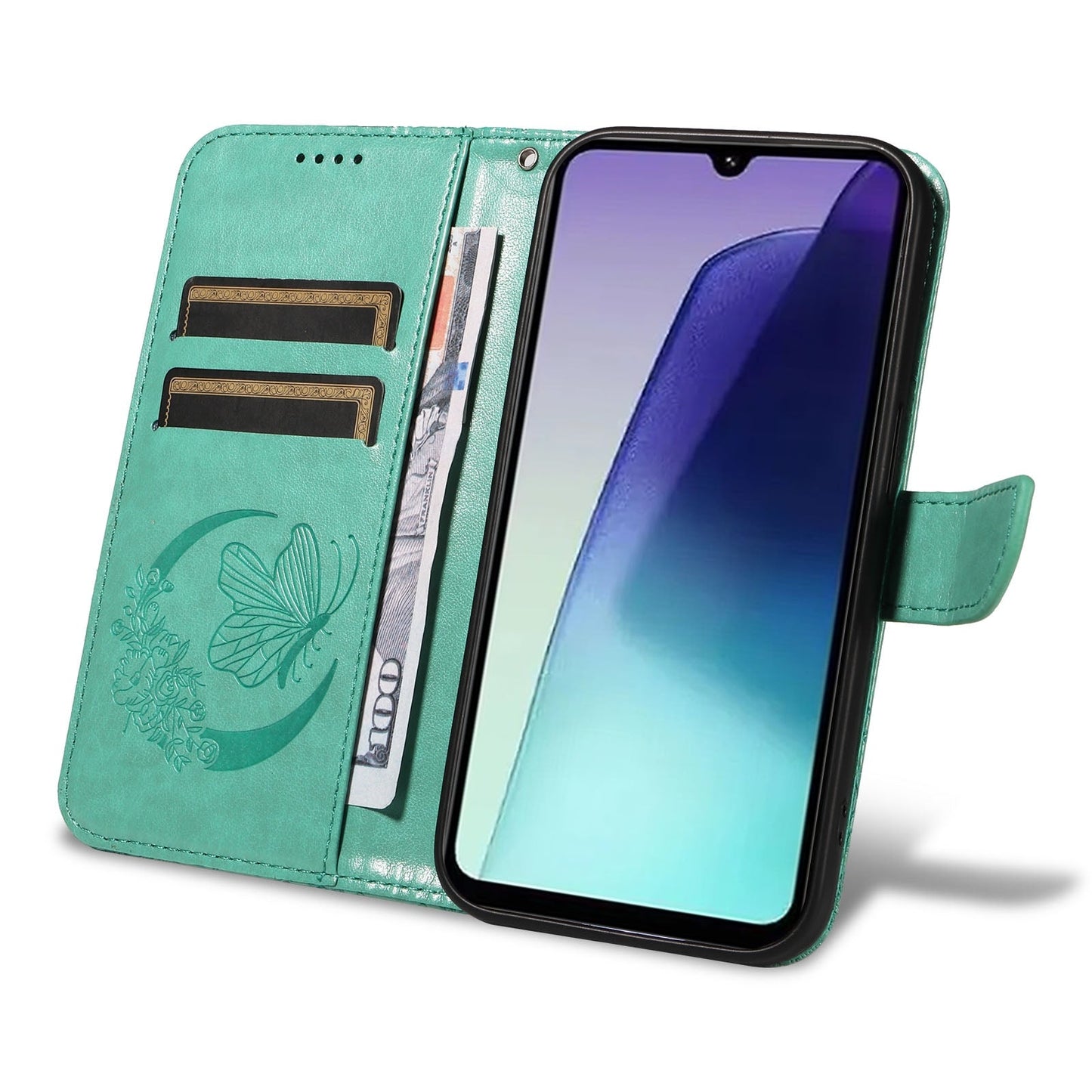 For Redmi 14C 4G Swallowtail Butterfly Embossed Leather Phone Case(Green)