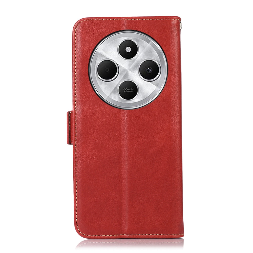 For Redmi 14C 4G Magnetic Crazy Horse Texture Genuine Leather RFID Phone Case(Red)