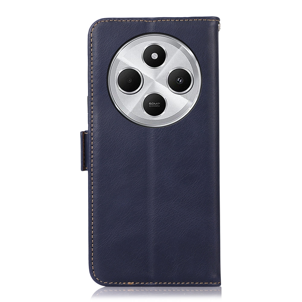 For Redmi 14C 4G Magnetic Crazy Horse Texture Genuine Leather RFID Phone Case(Blue)