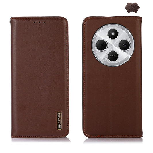 For Redmi 14C 4G KHAZNEH Nappa Top Layer Cowhide Leather Phone Case(Brown)