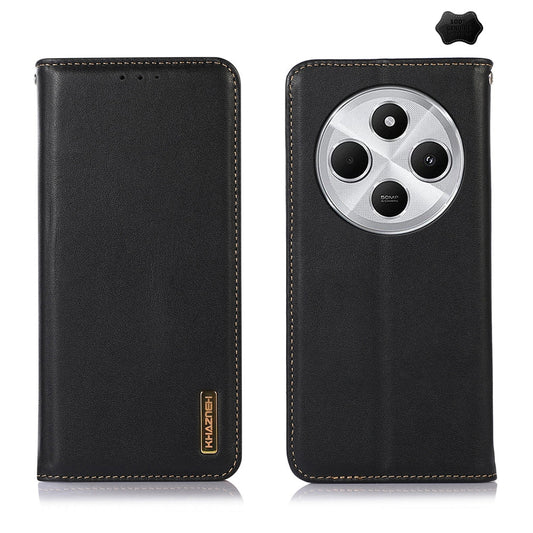 For Redmi 14C 4G KHAZNEH Nappa Top Layer Cowhide Leather Phone Case(Black)