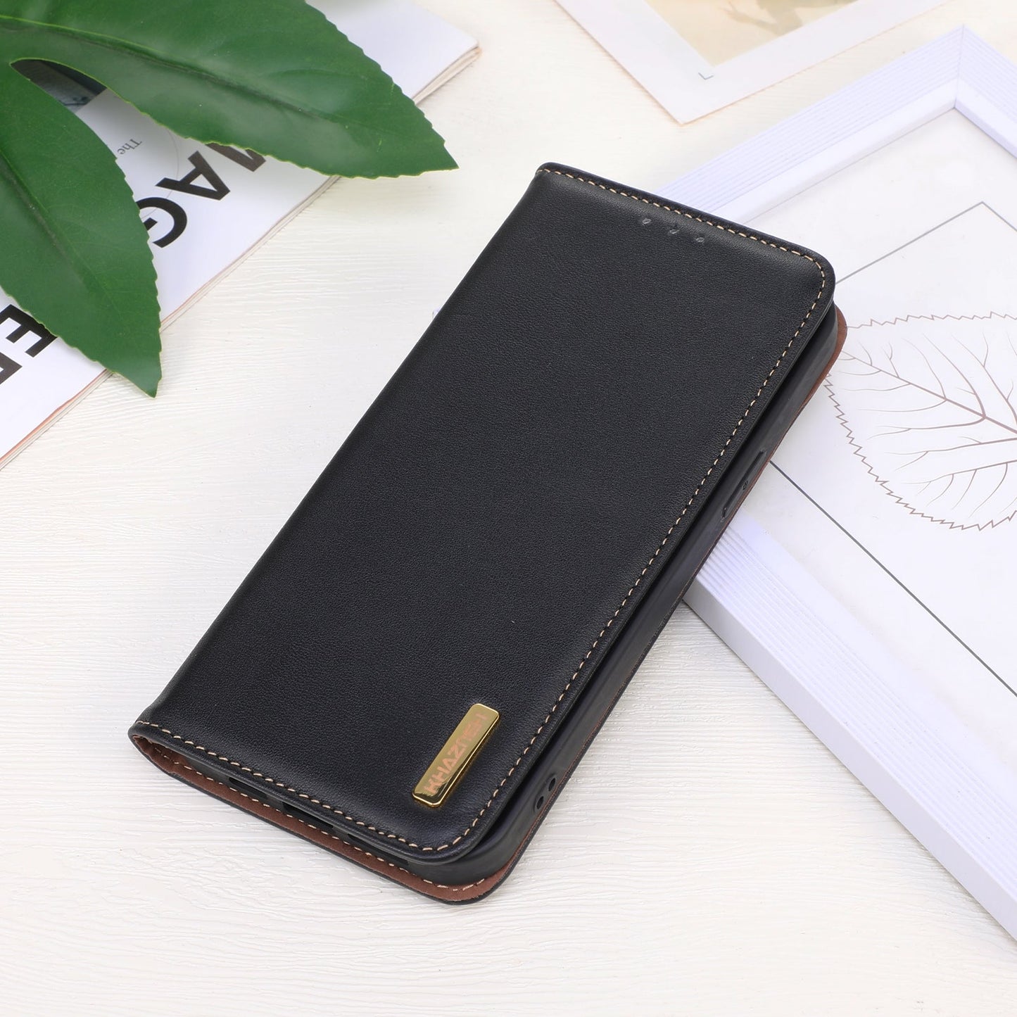 For Redmi 14C 4G KHAZNEH Nappa Top Layer Cowhide Leather Phone Case(Black)