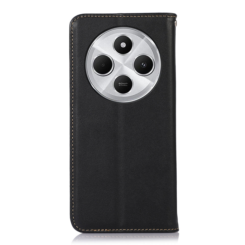 For Redmi 14C 4G KHAZNEH Nappa Top Layer Cowhide Leather Phone Case(Black)