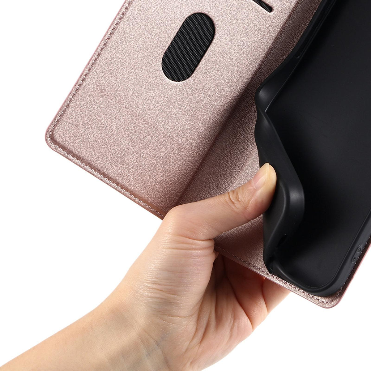 Compatible with iPhone 18 Pro Max Voltage Ultra-thin Dot Leather Phone Case - Rose Gold