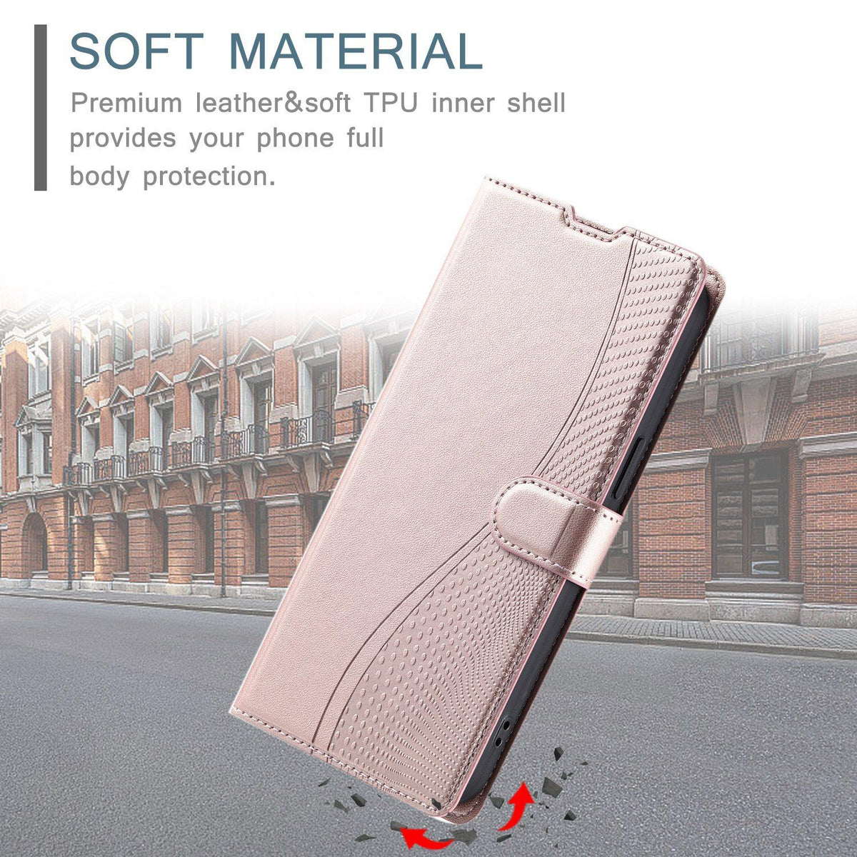 Compatible with iPhone 18 Pro Max Voltage Ultra-thin Dot Leather Phone Case - Rose Gold
