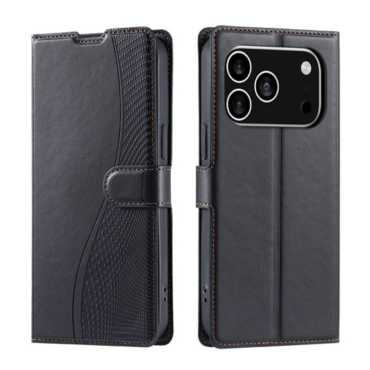 Compatible with iPhone 18 Pro Max Voltage Ultra-thin Dot Leather Phone Case - Black
