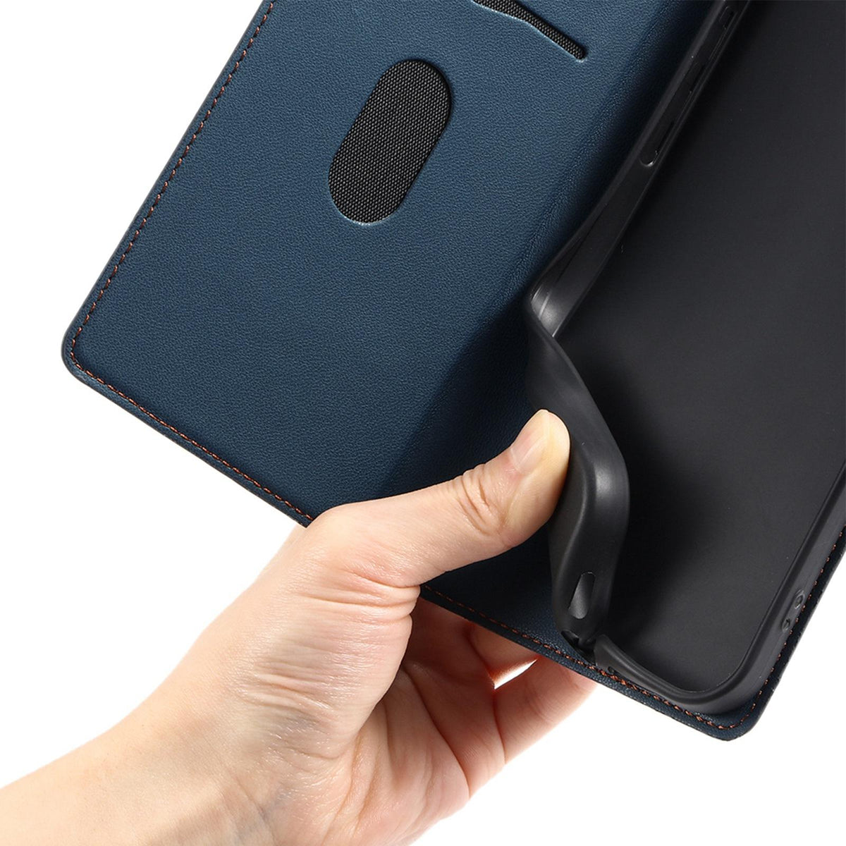Compatible with iPhone 18 Pro Max Voltage Ultra-thin Dot Leather Phone Case - Blue