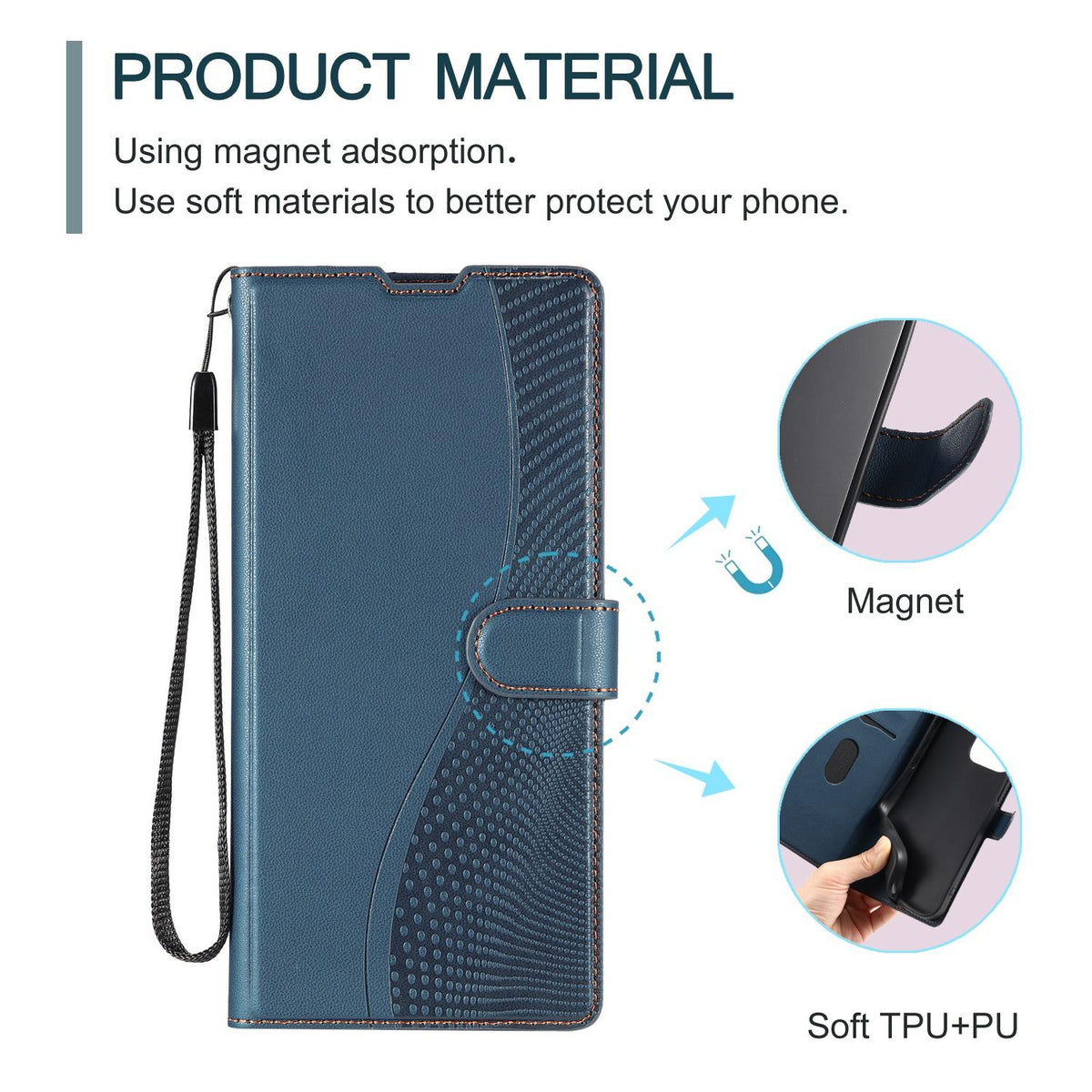 Compatible with iPhone 18 Pro Max Voltage Ultra-thin Dot Leather Phone Case - Blue