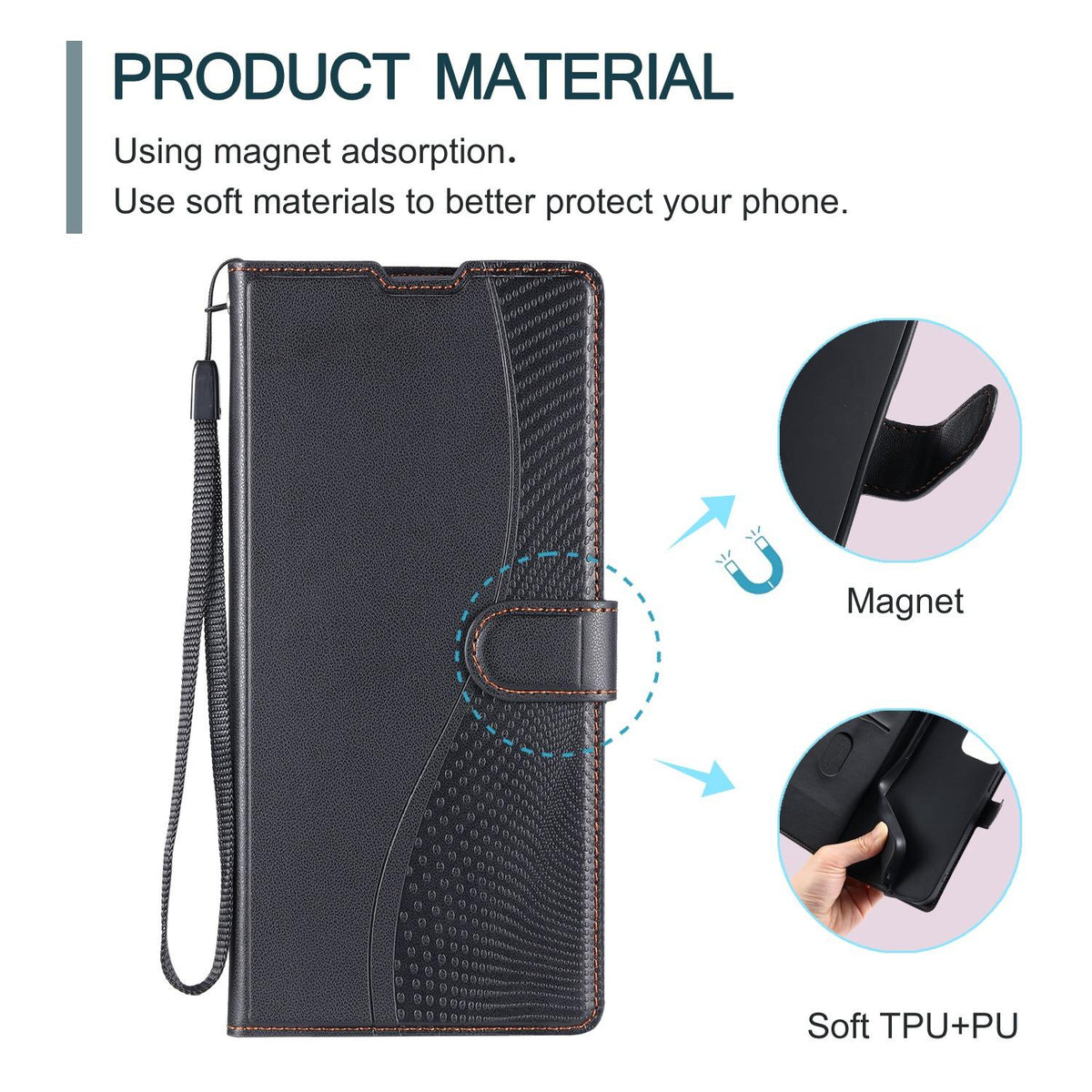 Compatible with iPhone 18 Pro Voltage Ultra-thin Dot Leather Phone Case - Black