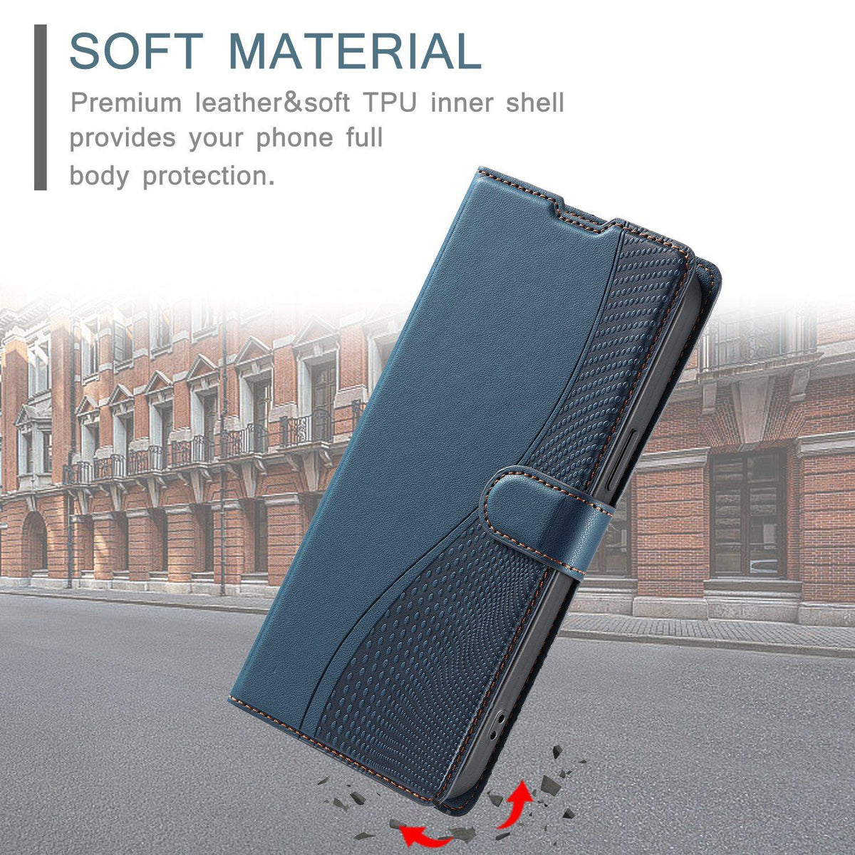 Compatible with iPhone 18 Pro Voltage Ultra-thin Dot Leather Phone Case - Blue