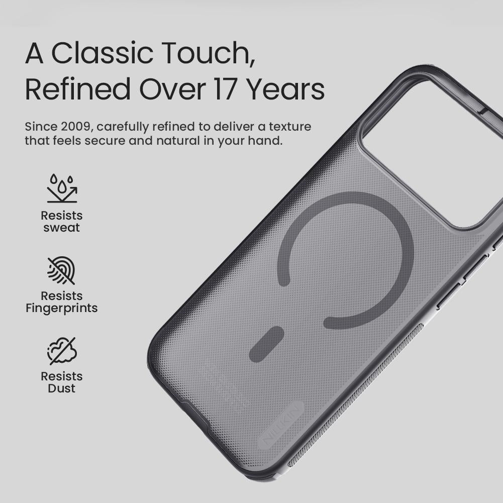 Compatible with iPhone 18 Pro Max NILLKIN Frosted Shield Pro Magnetic Magsafe Phone Case - Transparent Black