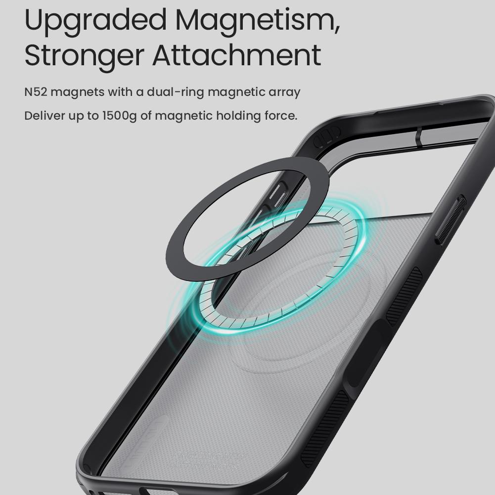 Compatible with iPhone 18 Pro Max NILLKIN Frosted Shield Pro Magnetic Magsafe Phone Case - Transparent Black