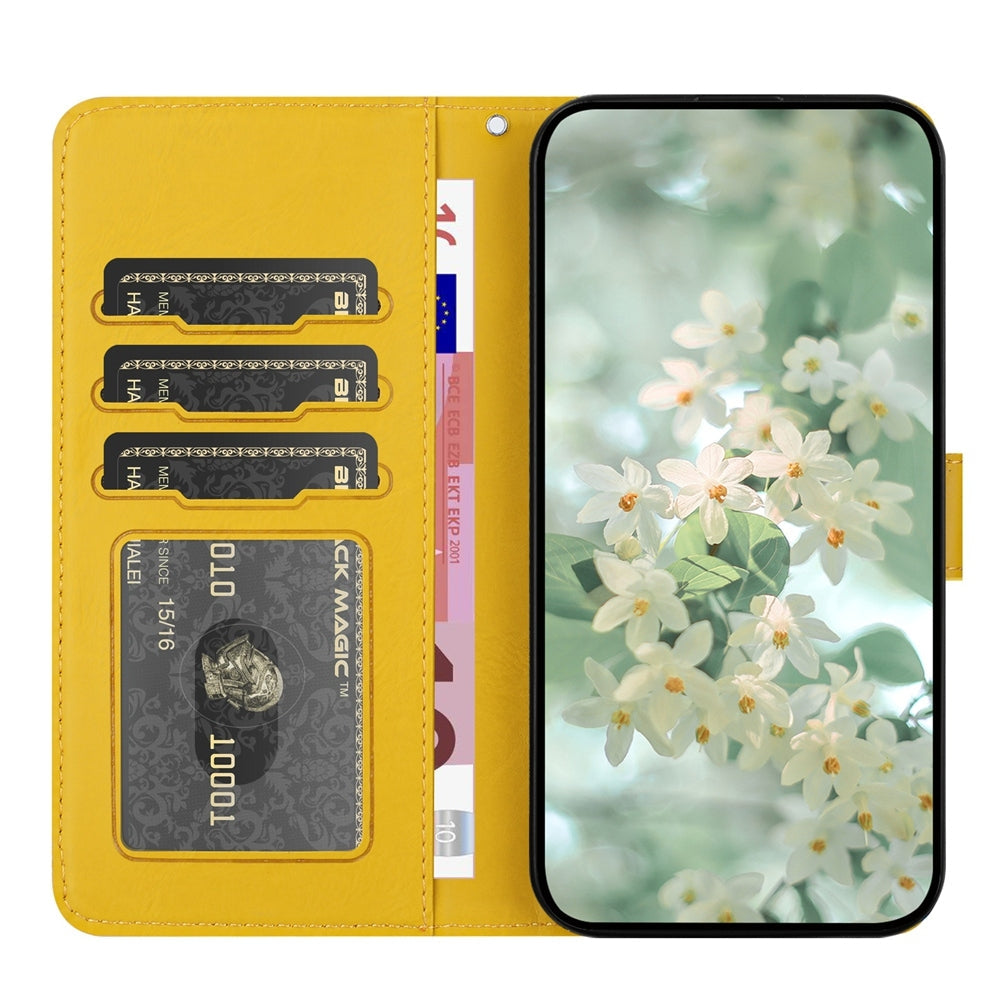 For iPhone 16e Floral Embossed Pattern Leather Phone Case(Yellow)