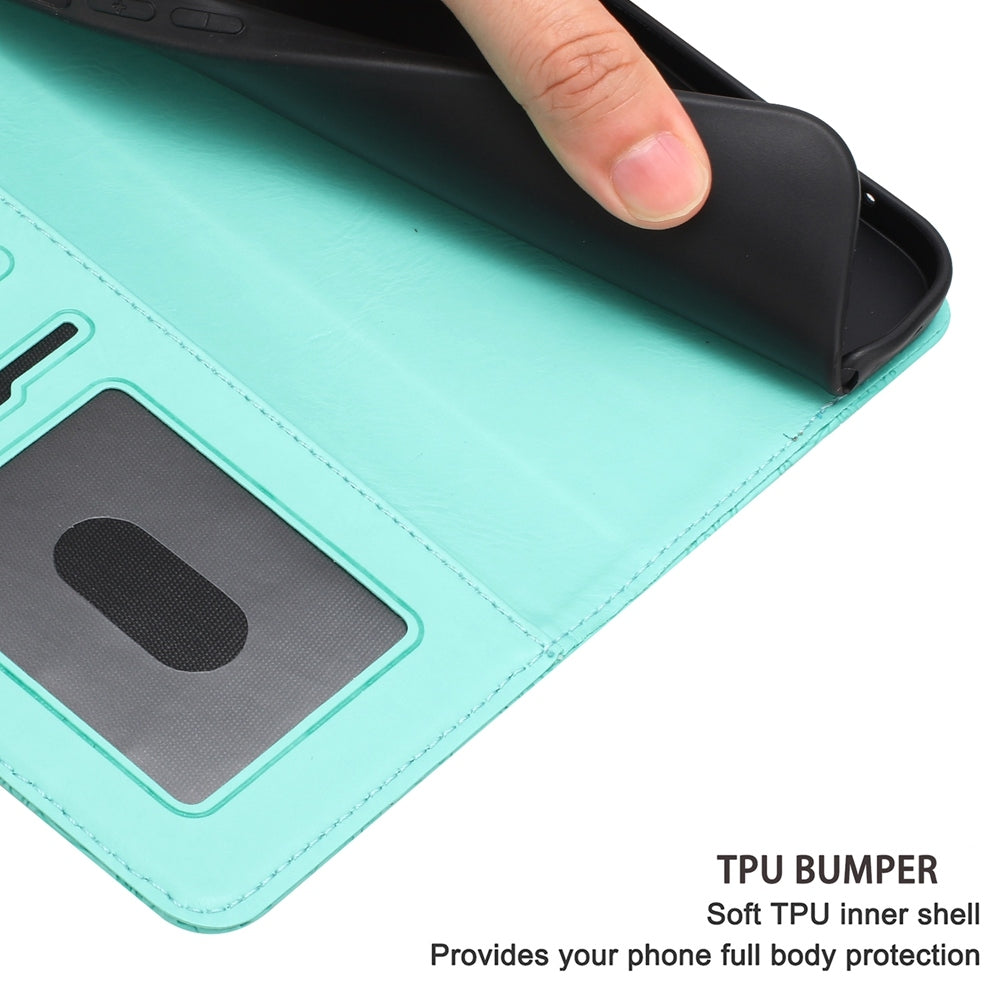 For iPhone 16e Floral Embossed Pattern Leather Phone Case(Light Green)