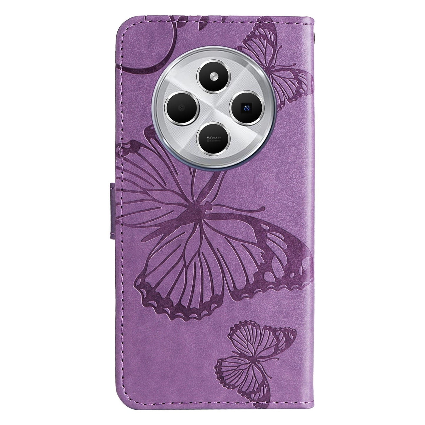 For Redmi 14C 4G Global 3D Butterfly Embossed Pattern Flip Leather Phone Case(Purple)