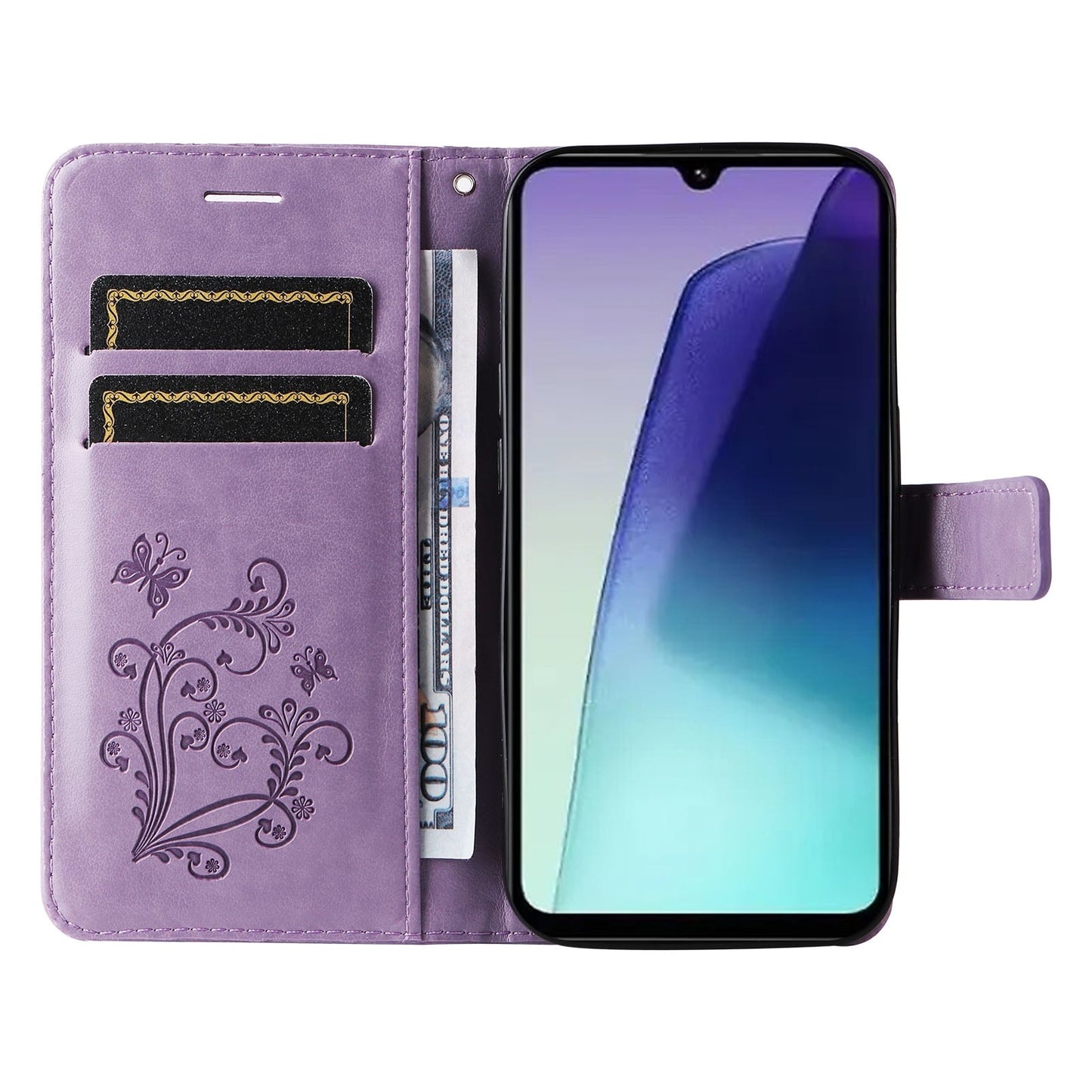 For Redmi 14C 4G Global 3D Butterfly Embossed Pattern Flip Leather Phone Case(Purple)