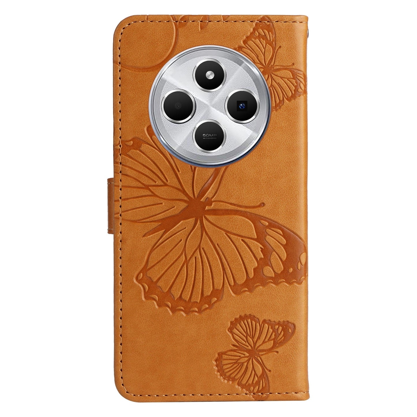 For Redmi 14C 4G Global 3D Butterfly Embossed Pattern Flip Leather Phone Case(Yellow)