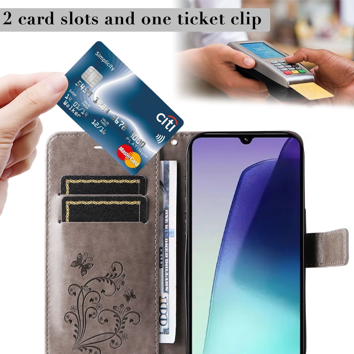 For Redmi 14C 4G Global 3D Butterfly Embossed Pattern Flip Leather Phone Case(Grey)