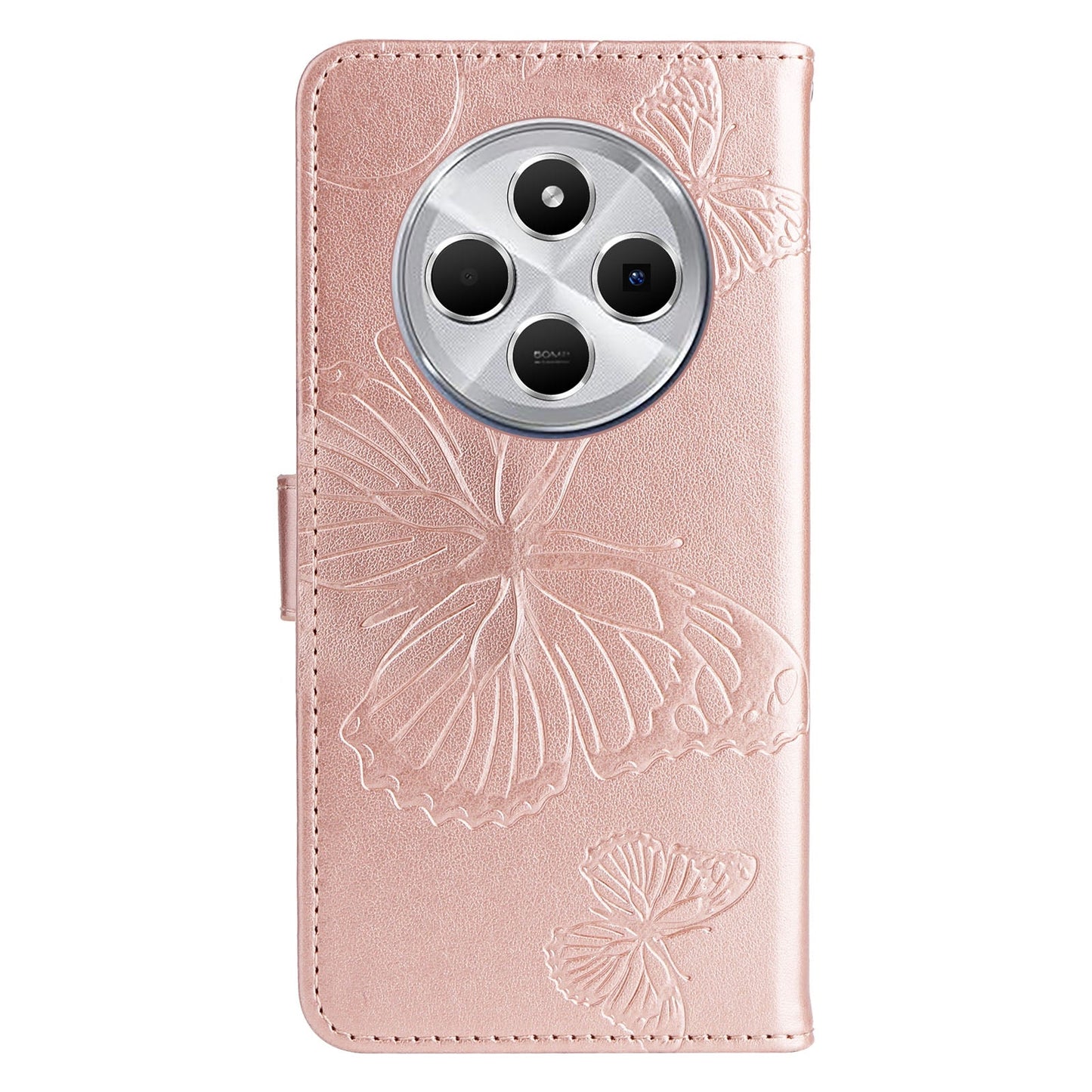 For Redmi 14C 4G Global 3D Butterfly Embossed Pattern Flip Leather Phone Case(Rose Gold)