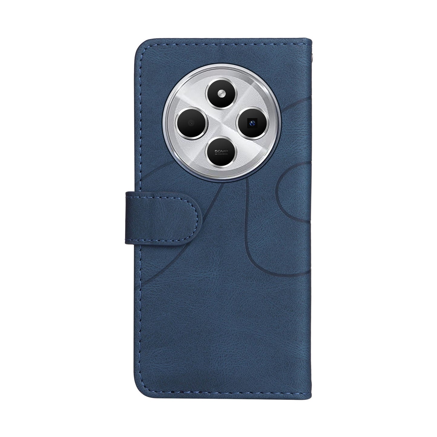For Redmi 14C 4G Global Dual-color Splicing Flip Leather Phone Case(Blue)