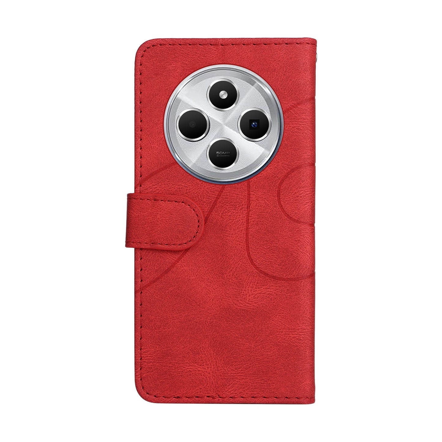 For Redmi 14C 4G Global Dual-color Splicing Flip Leather Phone Case(Red)