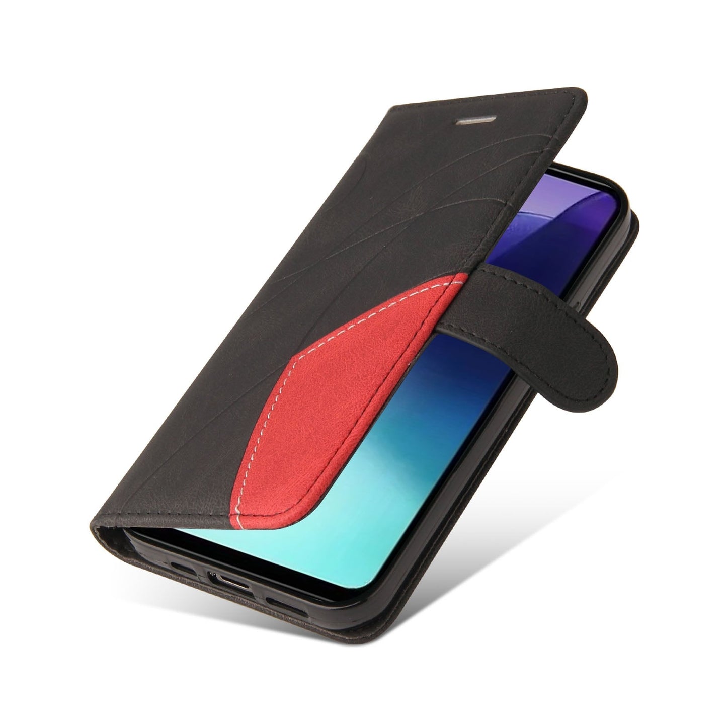 For Redmi 14C 4G Global Dual-color Splicing Flip Leather Phone Case(Black)