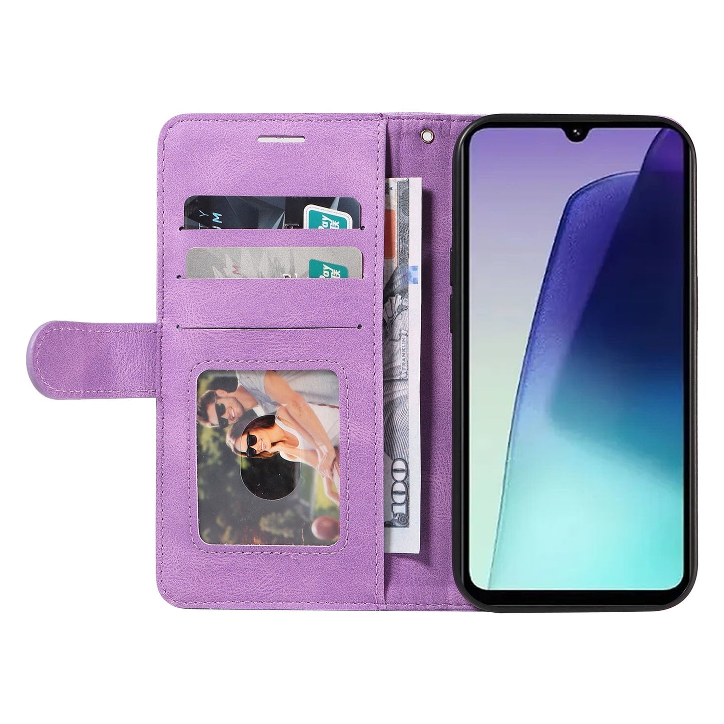 For Redmi 14C 4G Global Dual-color Splicing Flip Leather Phone Case(Purple)