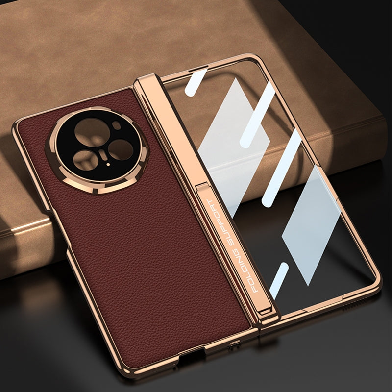 For Honor Magic V3 GKK Integrated Magnetic Fold Hinge Leather Shockproof Phone Case(Sand Gold)