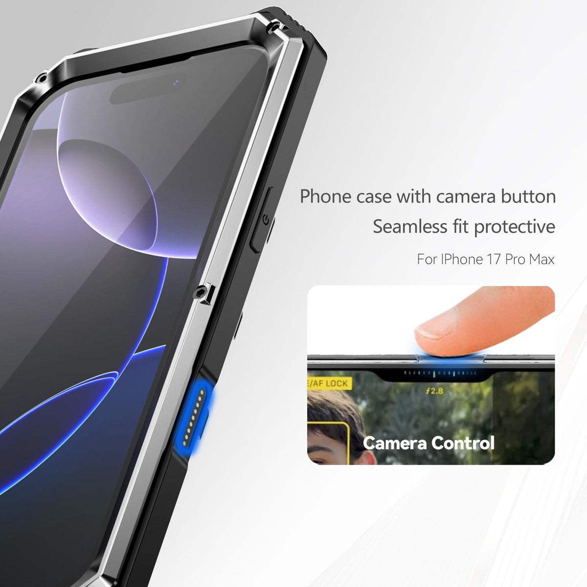 Compatible with iPhone 18 Pro R-JUST Life Waterproof Dustproof Shockproof Holder Phone Case - Silver