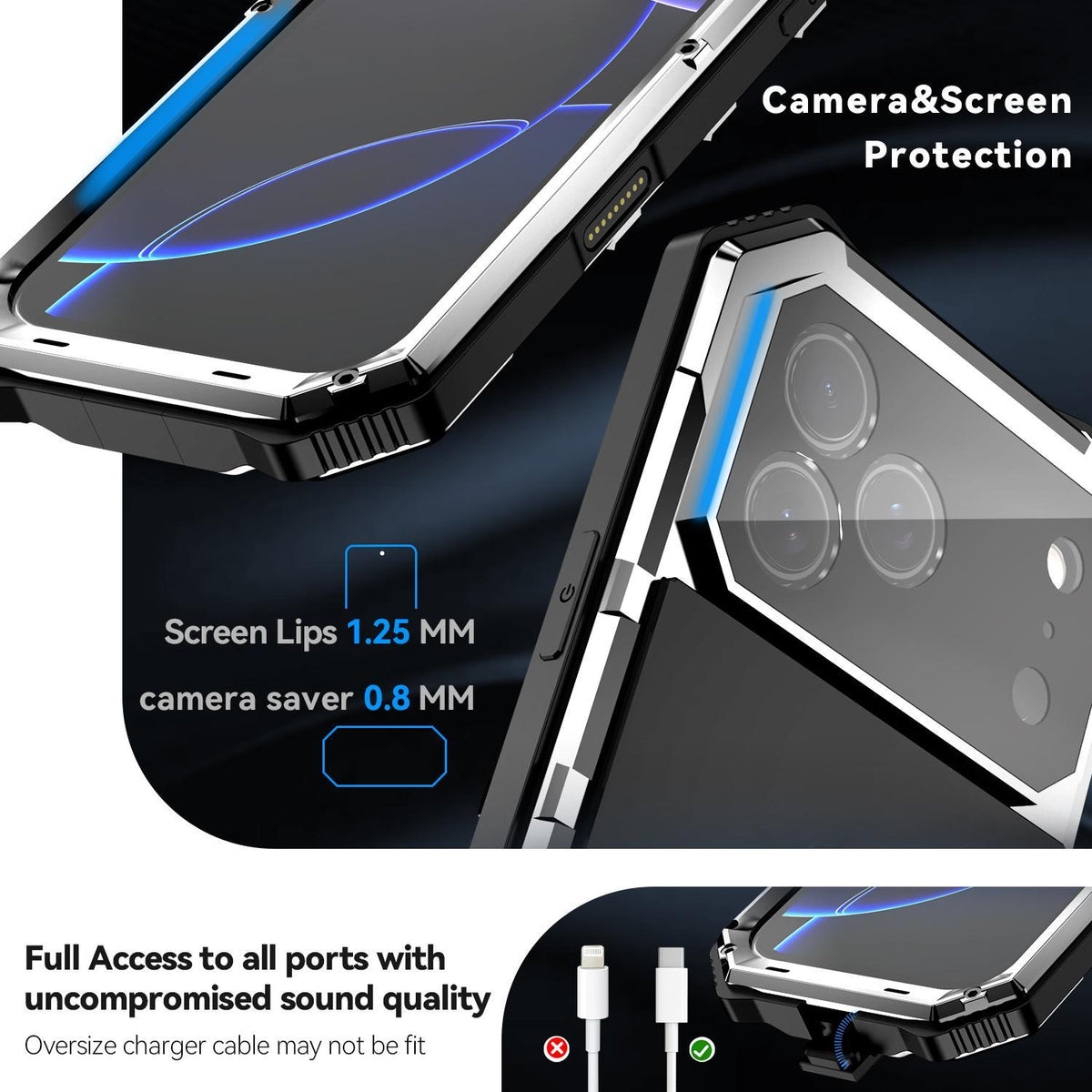 Compatible with iPhone 18 Pro R-JUST Life Waterproof Dustproof Shockproof Holder Phone Case - Silver