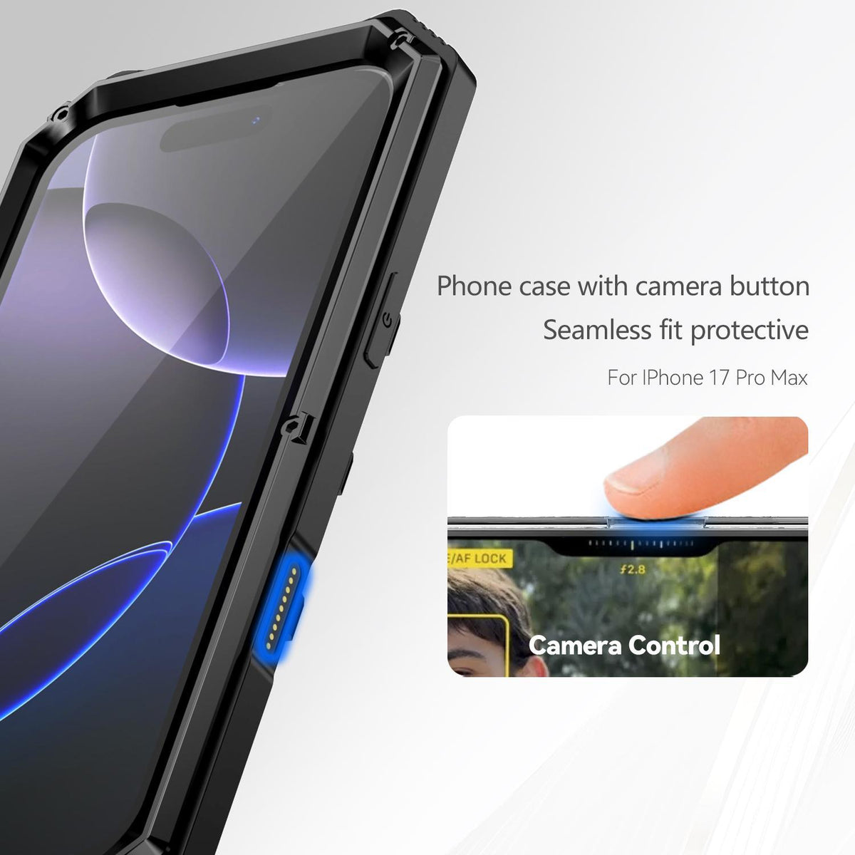 Compatible with iPhone 18 Pro Max R-JUST Life Waterproof Dustproof Shockproof Holder Phone Case - Black
