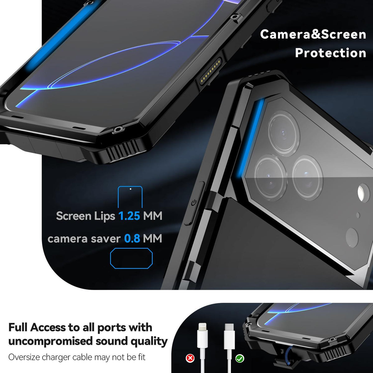 Compatible with iPhone 18 Pro Max R-JUST Life Waterproof Dustproof Shockproof Holder Phone Case - Black