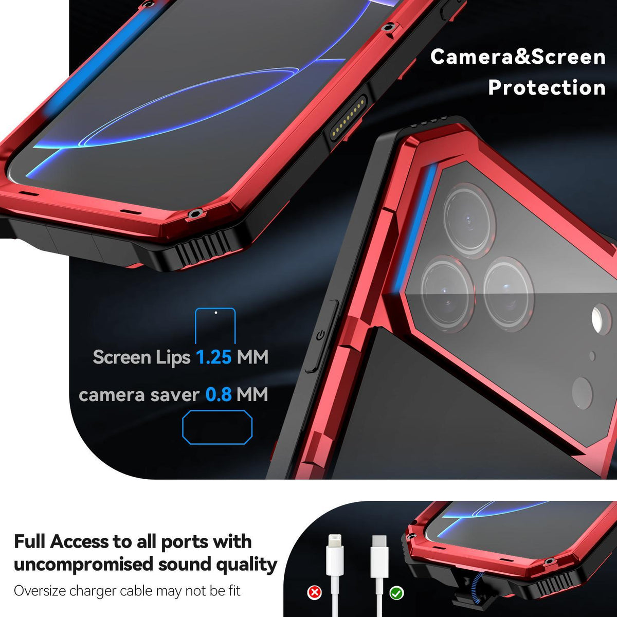Compatible with iPhone 18 Pro Max R-JUST Life Waterproof Dustproof Shockproof Holder Phone Case - Red