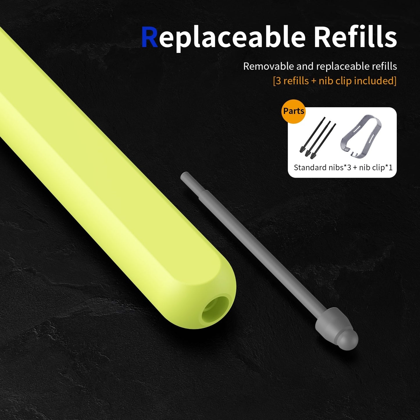 For Samsung Galaxy Z Fold6 / 5 / 4 / 3 Electromagnetic Stylus Pen with Pen Slot(Yellow Green)
