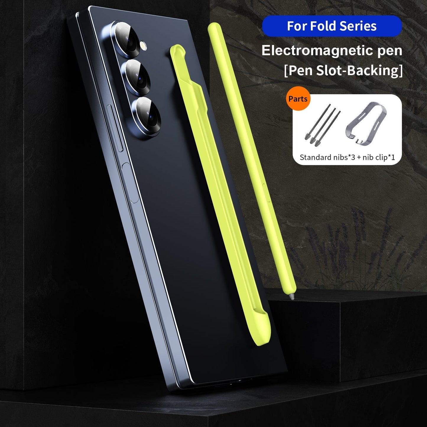 For Samsung Galaxy Z Fold6 / 5 / 4 / 3 Electromagnetic Stylus Pen with Pen Slot(Yellow Green)