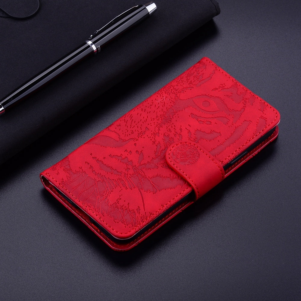 For Redmi 14C 4G Tiger Embossing Pattern Leather Phone Case(Red)