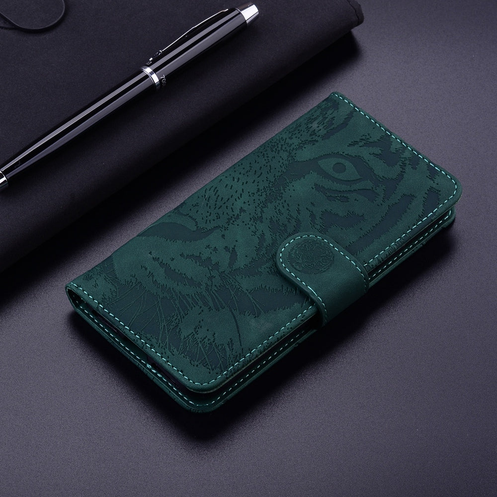 For Redmi 14C 4G Tiger Embossing Pattern Leather Phone Case(Green)