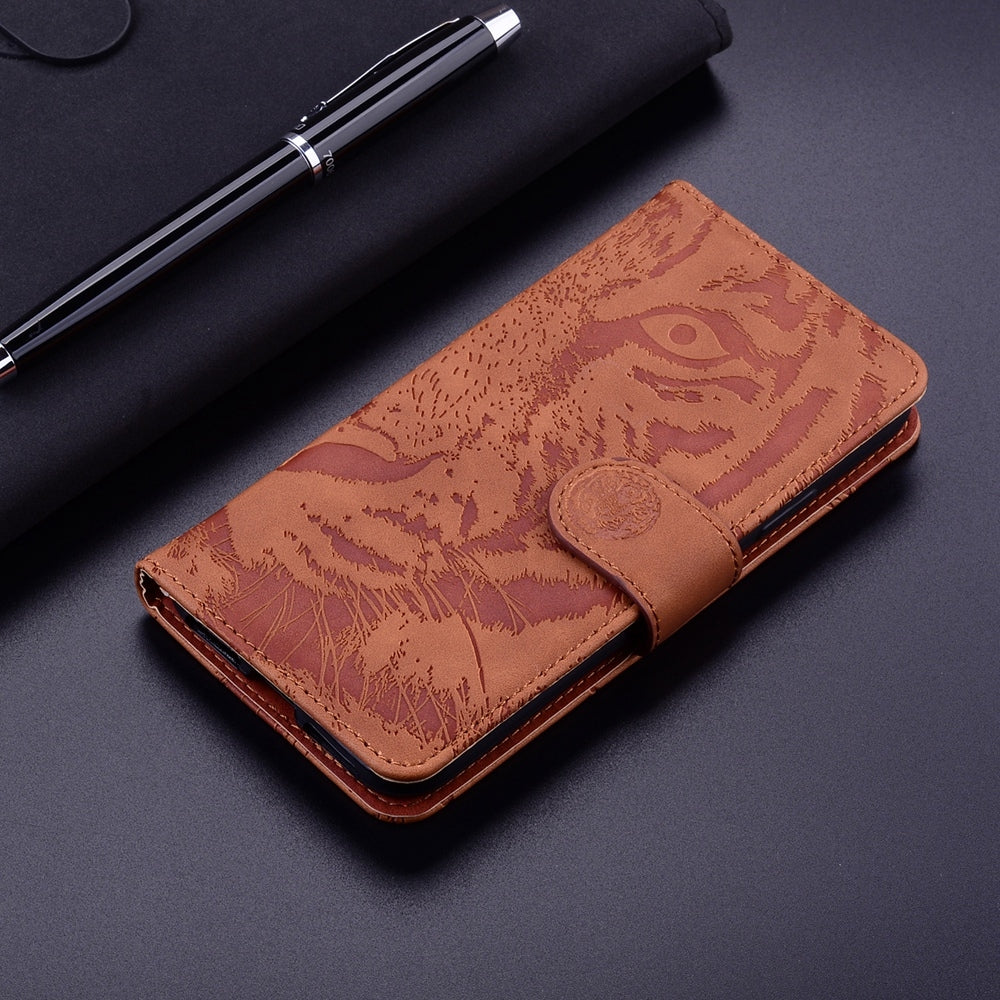For Redmi 14C 4G Tiger Embossing Pattern Leather Phone Case(Brown)