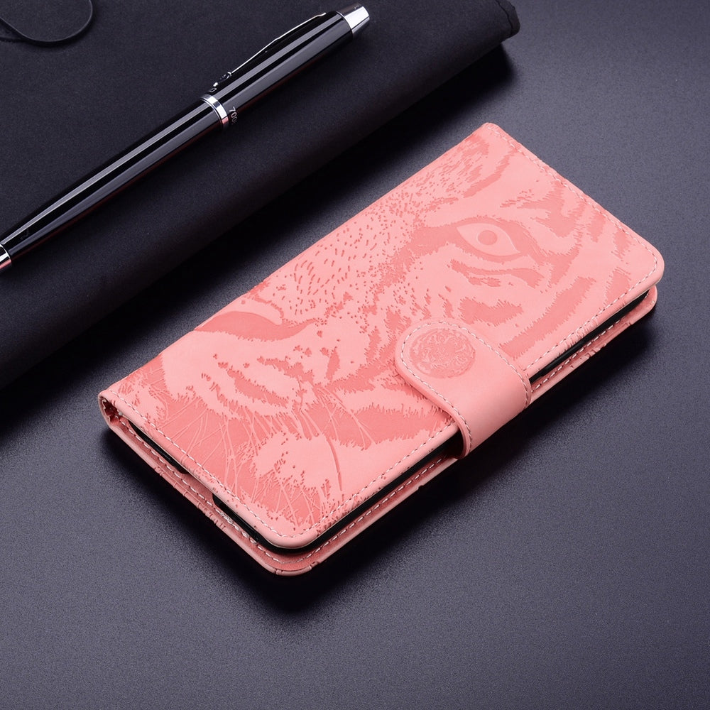 For Redmi 14C 4G Tiger Embossing Pattern Leather Phone Case(Pink)